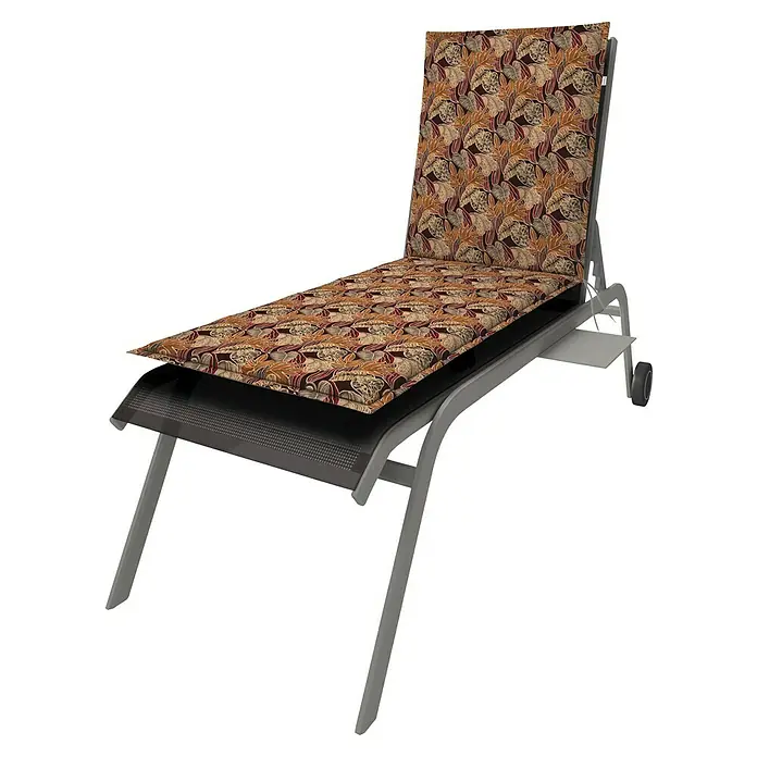 Doppler Liegenauflage Living - L x B x H: 195 x 60 x 6 cm, Baumwoll-Polyester-Mischgewebe, Orange/Beige - Diese stilvolle Sonnenliege mit Blattmusterauflage lädt zum Entspannen im Garten oder auf der Terrasse ein. Bequeme Erholung im Freien ist garantiert.