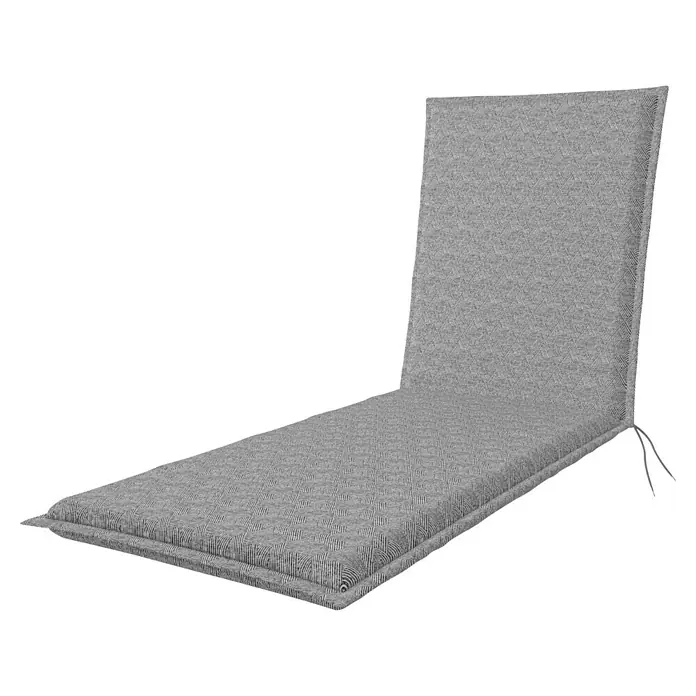 Doppler Liegenauflage Art - L x B x H: 195 x 60 x 6 cm, Polyester, Grau - Graue Liegenauflage mit geometrischem Muster und Bindebändern für Gartenmöbel oder Terrasse. Bequeme Polsterung für entspanntes Sonnenbaden im Freien.