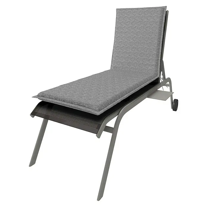 Doppler Liegenauflage Art - L x B x H: 195 x 60 x 6 cm, Polyester, Grau - Ein grauer Liegestuhl mit verstellbarer Rückenlehne und bequemer Polsterung lädt zum Entspannen im Garten oder auf der Terrasse ein.