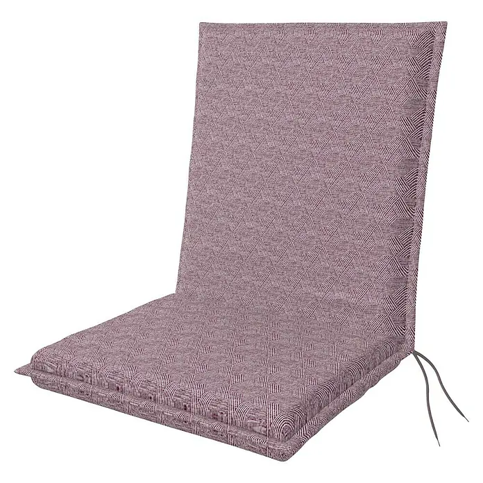 Doppler Sitzauflage Art - Niederlehner, L x B x H: 100 x 48 x 6 cm, Baumwoll-Polyester-Mischgewebe, Violett - Das Bild zeigt ein Stuhlkissen mit einer rosa-lilafarbenen geometrischen Textur, ideal für Komfort und Stil in jedem Zuhause.