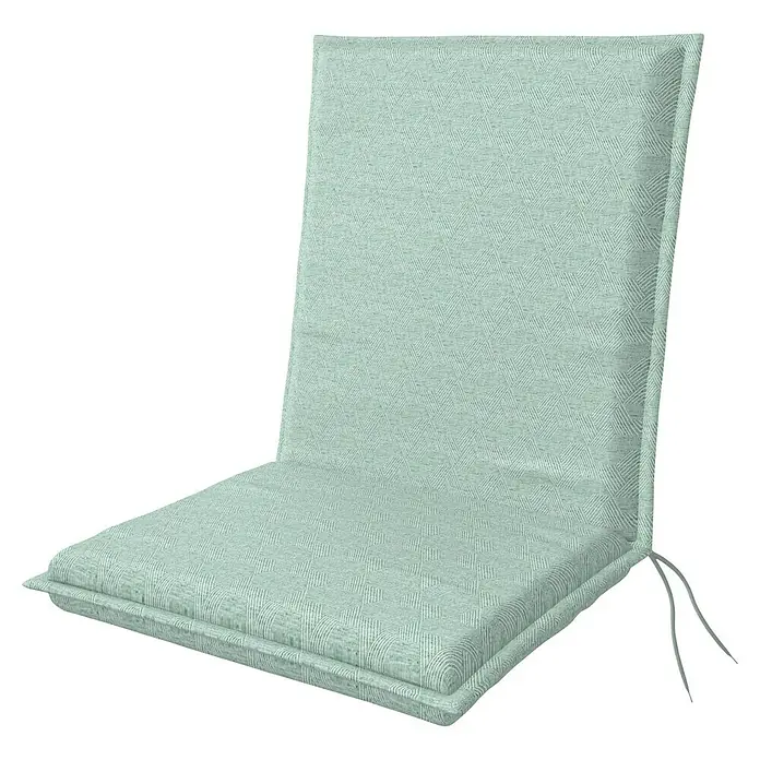 Doppler Sitzauflage Art - Niederlehner, L x B x H: 100 x 48 x 6 cm, Baumwoll-Polyester-Mischgewebe, Türkis - Helle Stuhlauflage mit geometrischem Muster. Komfortable Sitz- und Rückenpolsterung mit praktischen Bändern zur Befestigung für bequemes Sitzen.
