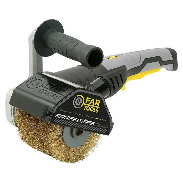 Fartools Elektro-Multischleifer REX 120C - 1.300 W, 1 Bürste - Außenrenovierer von FAR Tools mit Drahtbürste für große Flächen und Zeitersparnis.