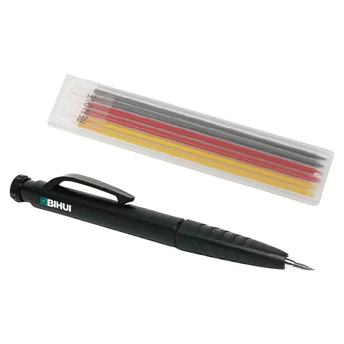 Bihui Bohrlochmarker TCM7 - 7 -tlg. - Ein Bihui-Bleistift mit Minen in verschiedenen Farben in einer transparenten Kunststoffverpackung.