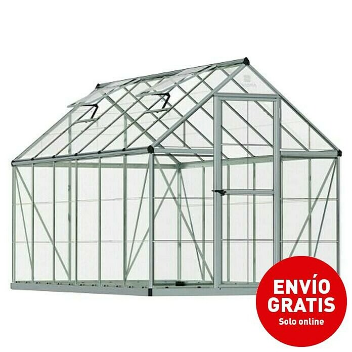 Palram – Canopia Invernadero Harmony (Medidas ext. (An x Pr): 185 x 370 cm, Plateado, Área: 6,8 m²) | BAUHAUS