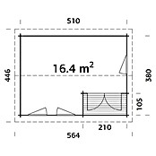 Palmako Blockbohlenhaus Susanna (4,46 x 5,64 m, Wandstärke: 44 mm)