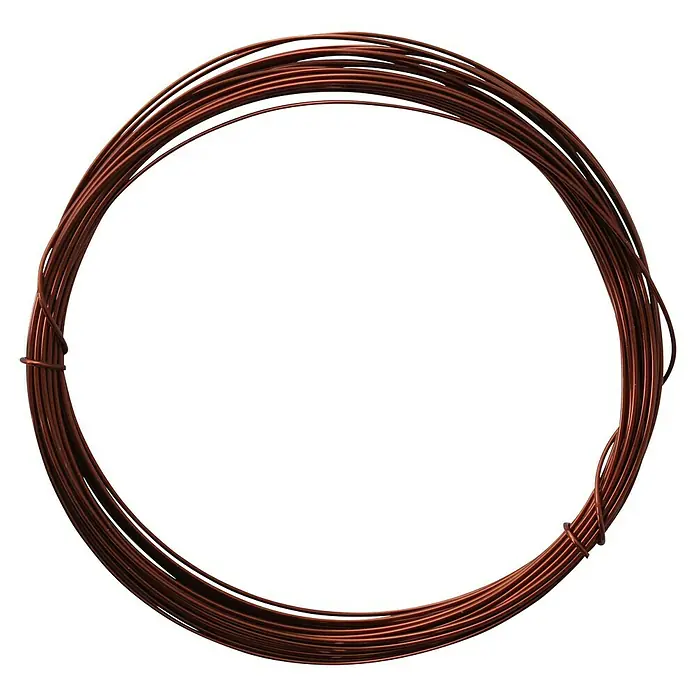 Stabilit Cable metálico de cobre - Ø x L: 1 mm x 700 cm, Metal - Primer plano de una bobina de alambre de cobre brillante, que gira sobre sí misma, creando una textura interesante y forma circular.