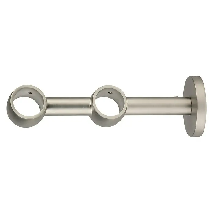 Expo Ambiente Doppelträger Noble - Edelstahloptik, Geeignet für: Gardinenstangen Ø 25 mm, Länge: 16,5 cm - Doppelter Gardinenstangenhalter in gebürstetem Nickel zur Anbringung von zwei Gardinenstangen. Das moderne Design ist eine attraktive Ergänzung.