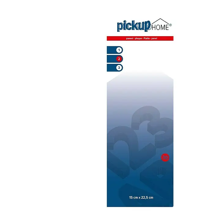 Pickup 3D Home Schild - L x B: 22,5 x 15 cm, Weiß - Pickup Home Paneel, Plakette, Platte, Panel im Format 15 cm x 22,5 cm mit den Nummern 1, 2 und 3 zur einfachen Installation.