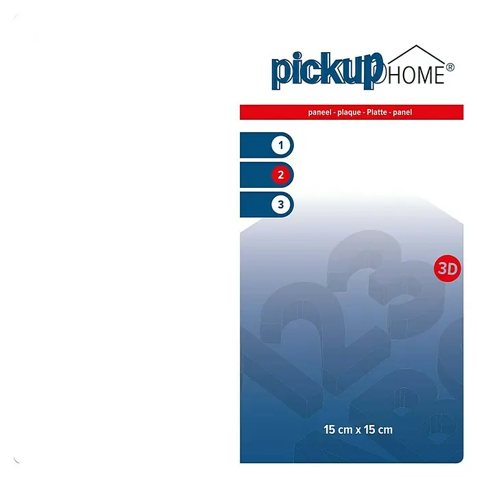 Pickup 3D Home Schild - L x B: 15 x 15 cm, Weiß - Produktbild von "pickup HOME" Paneel, einer 3D Wandplatte in der Größe 15x15 cm, ideal zur Wanddekoration und Raumgestaltung.