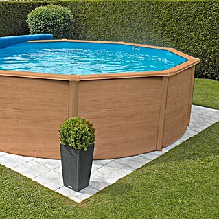KWAD Stahlwand-Pool Steely de luxe Wood (Ø x H: 460 x 120 cm, Hellbraun, 19 000 l)
