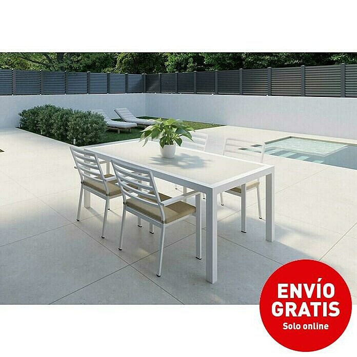 Set de muebles de jardín Mistral (5 pzs., Aluminio/Cerámica, Blanco) | BAUHAUS