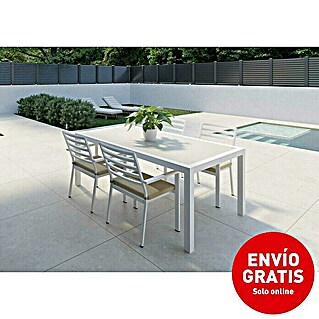 Set de muebles de jardín Mistral (5 pzs., Aluminio/Cerámica, Blanco)