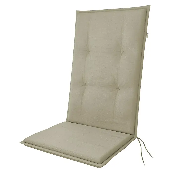 Doppler Gartenmöbel-Auflage Passion - Beige, L x B x H: 119 x 48 x 6 cm - Abgebildetes beiges Stuhlkissen mit Knöpfen und Bändern zur Befestigung. Komfortable Sitzgelegenheit für Garten- und Esszimmerstühle, vielseitig und stilvoll.