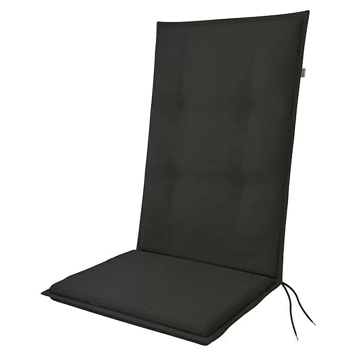 Doppler Gartenmöbel-Auflage Passion - Anthrazit, L x B x H: 119 x 48 x 6 cm - Dunkelgraues gestepptes Stuhlkissen mit Rücken- und Sitzteil, inklusive Befestigungsbändern.