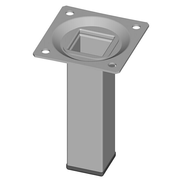 Element System Vierkant-Stahlrohrfuß (25 x 25 x 100 mm, Traglast: 30 kg, Farbe: Weiß/Aluminium)