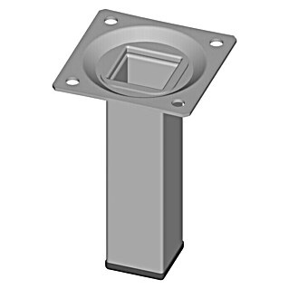 Element System Möbelfuß (2,5 x 2,5 x 10 cm, Traglast: 30 kg, Stahl, Weiß/Aluminium)