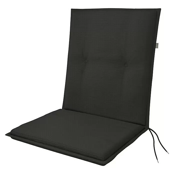 Doppler Gartenmöbel-Auflage Passion - Anthrazit, L x B x H: 100 x 48 x 6 cm - Dunkelgraues, getuftetes Gartenstuhlpolster mit Rückenlehne und Befestigungsbändern.