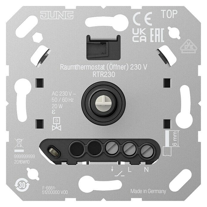 Jung Raumthermostat RTR230 mit Öffner (230 V, 50/60 Hz, Unterputz) | BAUHAUS