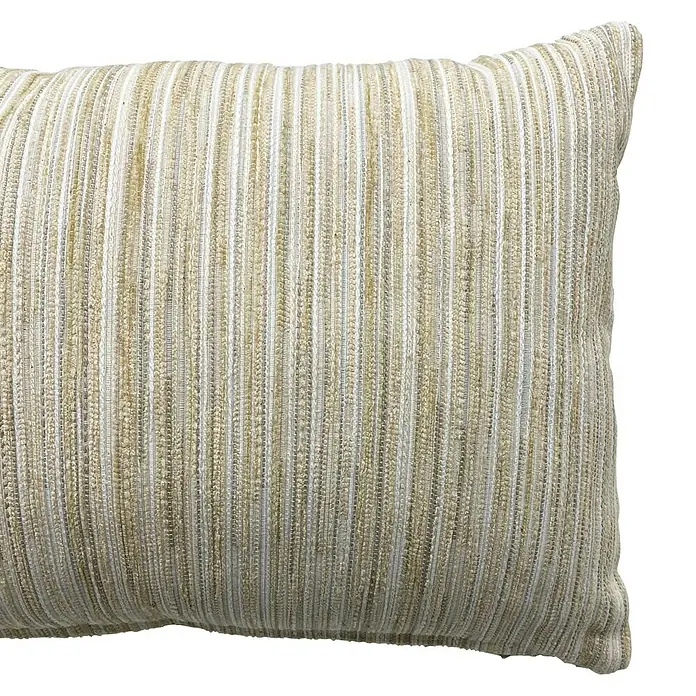 Cojín Munir - 50 x 30 cm, Textil, Lino, Rectangular - Cojín decorativo con rayas verticales en tonos beige y blanco. Superficie texturizada que añade un toque de estilo al sofá o cama.