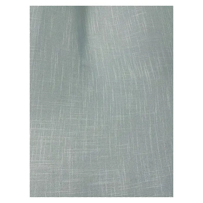 Visillo para ventana Kyos - 200 x 270 cm, 100% poliéster, Azul - Primer plano de una cortina de lino azul claro que muestra su fina textura, perfecta para un tratamiento de ventana moderno y elegante.
