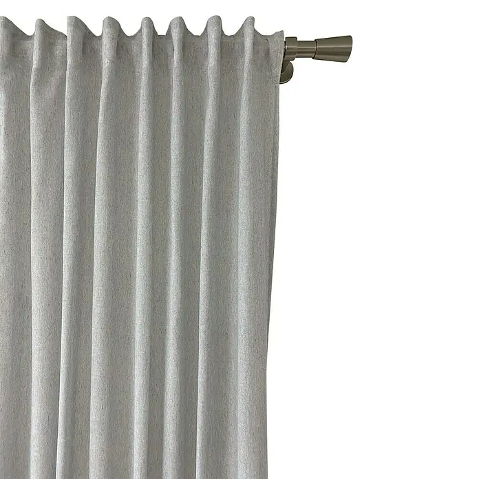 Cortina plisada Casan - An x Al: 200 x 280 cm, Perla, Textil - Cortina gris con pliegues uniformes y barra de cortina plateada. Diseño sencillo para una decoración de ventanas con estilo.