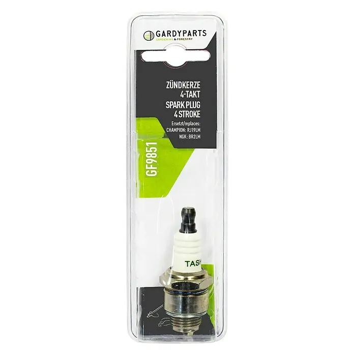 GardyParts Zündkerze für Rasenmäher GF9851 - Ausgewählte 4-Takt-Motoren - Aufnahme einer Gardyparts-Zündkerze, geeignet für 4-Takt-Motoren, Ersatz für Modelle wie CHAMPION RJ19LM und NGK BR2LM.