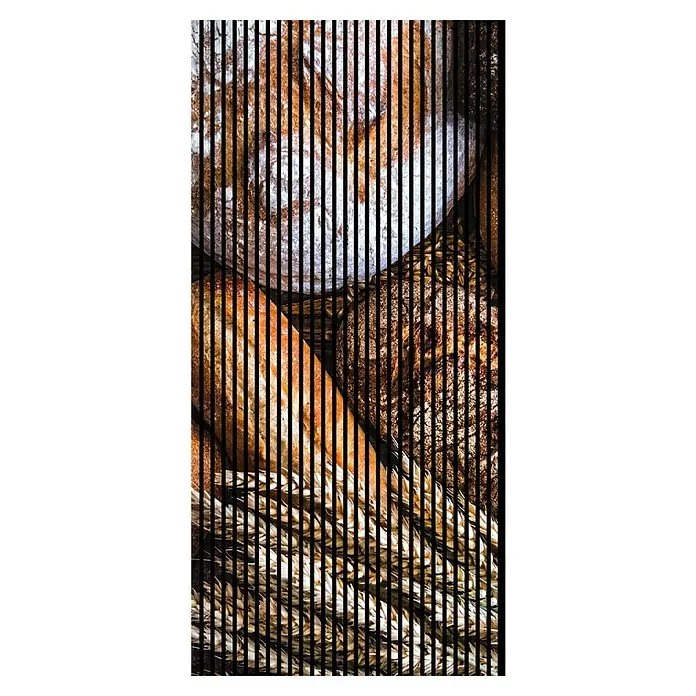 Profiles and more Akustikpaneel Brot - 2.400 x 1.133 x 19 mm - Vielfältige Brotauswahl mit Weizenähren, präsentiert verschiedene Brotarten und ihre natürliche Herkunft.