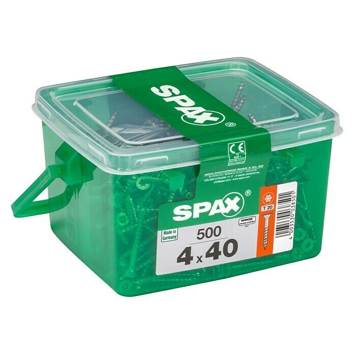 Spax Universalschraube T-Star plus (Ø x L: 4 x 40 mm, WIROX Oberfläche, T-Star plus, 500 Stk., Kunststoffbox)