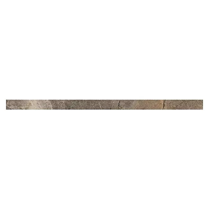 Fliesenbordüre Etienne - 3 x 60 cm, Braun, Glänzend - Strukturierte Natursteinoberfläche in Braun-Grau mit feinen Mustern und Äderungen.
