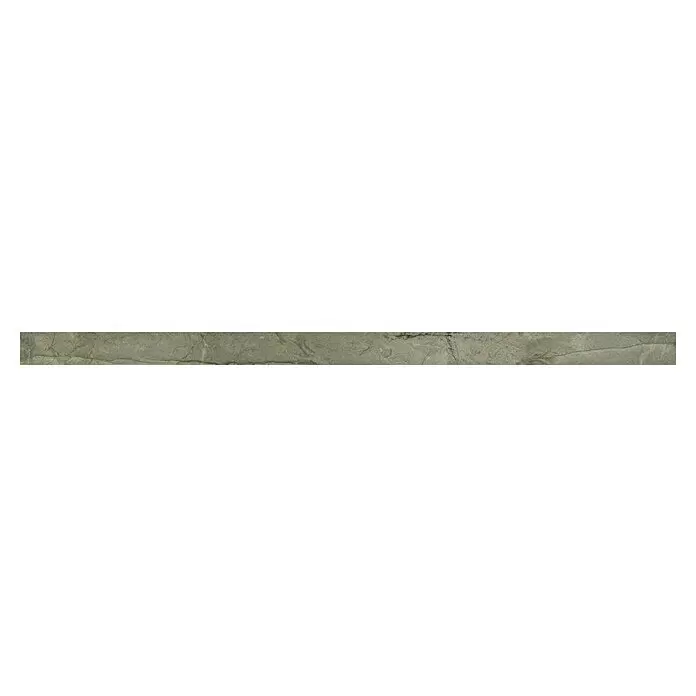 Fliesenbordüre Ravenna - 3 x 45 cm, Grau, Glänzend - Natursteinplatte in Grau-Grün mit feiner Äderung und erdigen Untertönen.