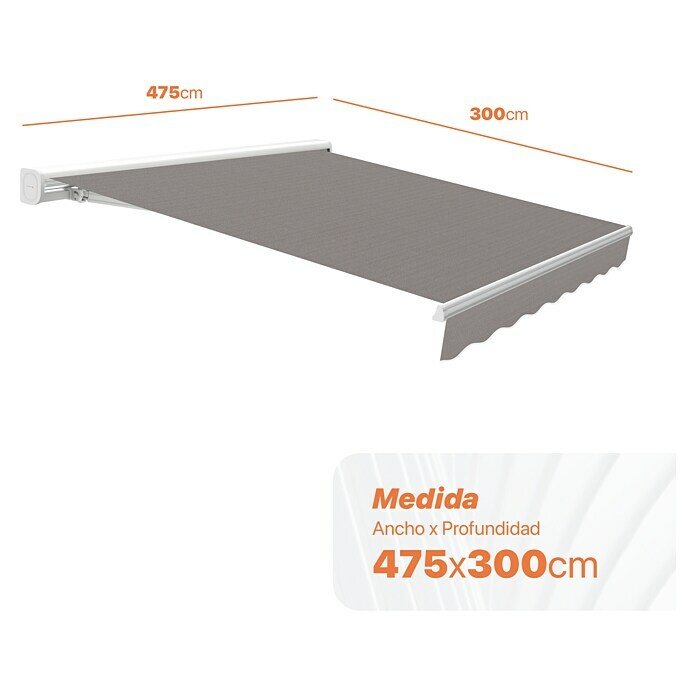 SmartSun Toldo con motor WiFi Vivant (Gris, Ancho: 4,75 m, Caída: 3 m) | BAUHAUS