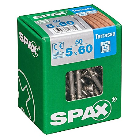 Spax Terrassenschraube T-Star Plus (Ø x L: 5 x 60 mm, Edelstahl rostfrei A2, Blank, 50 Stk.)