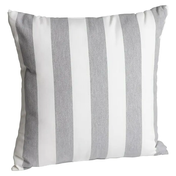 Cojín Deco Rayas - 50 x 50 cm, Plástico, Gris - Cojín decorativo con rayas grises y blancas. Este elegante cojín es un complemento perfecto para cualquier sofá o cama, añadiendo un toque de elegancia a tu hogar.