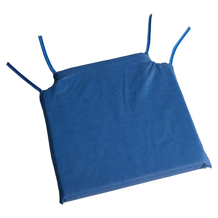 Cojín para asiento - Azul, L x An x Al: 40 x 40 x 3,5 cm, 70% algodón 30% poliéster - Cojín azul para silla con lazos para su fijación. Un accesorio cómodo para mejorar la experiencia de sentarse.