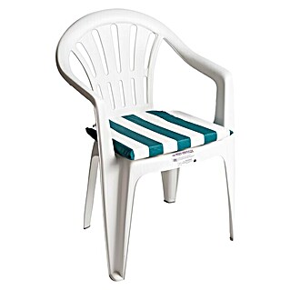 Cojín para asiento (Verde/Blanco, L x An x Al: 40 x 40 x 3,5 cm, 70% algodón 30% poliéster)