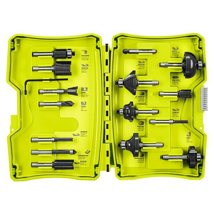 Ryobi Fräser-Set RAKRBS15 (Durchmesser Schaft: 6 mm, 15 -tlg.) | BAUHAUS