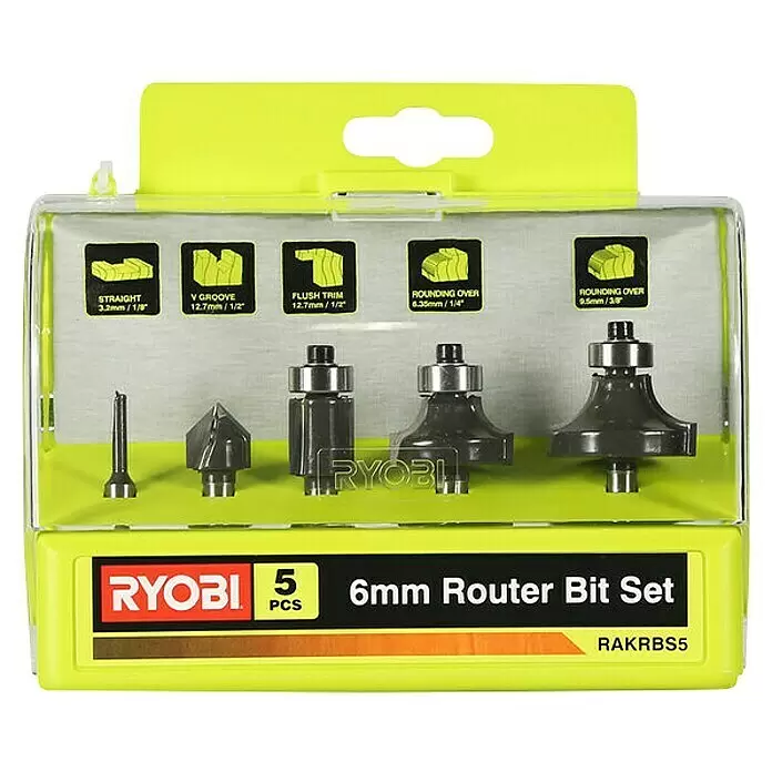 Ryobi Akku-Kantenfräser RAKRBS5Durchmesser Schaft: 6 mm, 5 -tlg.