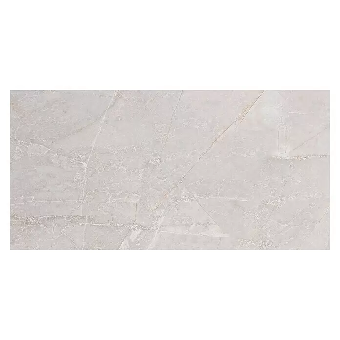 Wandfliese Trentino - 30 x 60 cm, Grau/Weiß, Glänzend - Helle graue Marmorfliese mit weißen und hellbraunen Adern.