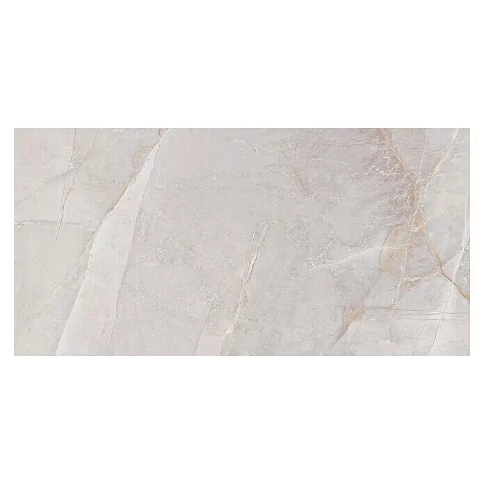 Wandfliese Trentino - 30 x 60 cm, Grau/Weiß, Glänzend - Helle grau-beige Marmortextur mit ausgeprägter Äderung.
