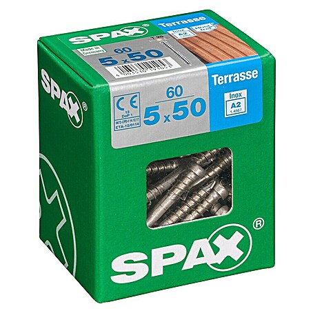 Spax Terrassenschraube T-Star Plus (Ø x L: 5 x 50 mm, Edelstahl rostfrei A2, Blank, 60 Stk.)