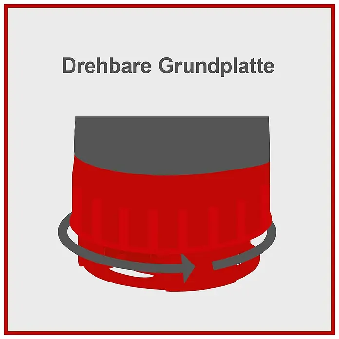 Scheppach Schmutzwasserpumpe DWP750 - Max. Fördermenge: 20.000 l/h - Drehteller: Abbildung einer drehbaren Grundplatte mit Pfeil, der die Drehbewegung anzeigt. Ideal für präzise Ausrichtung.