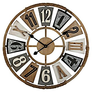 Reloj de pared (Diámetro: 60 cm, Marrón)
