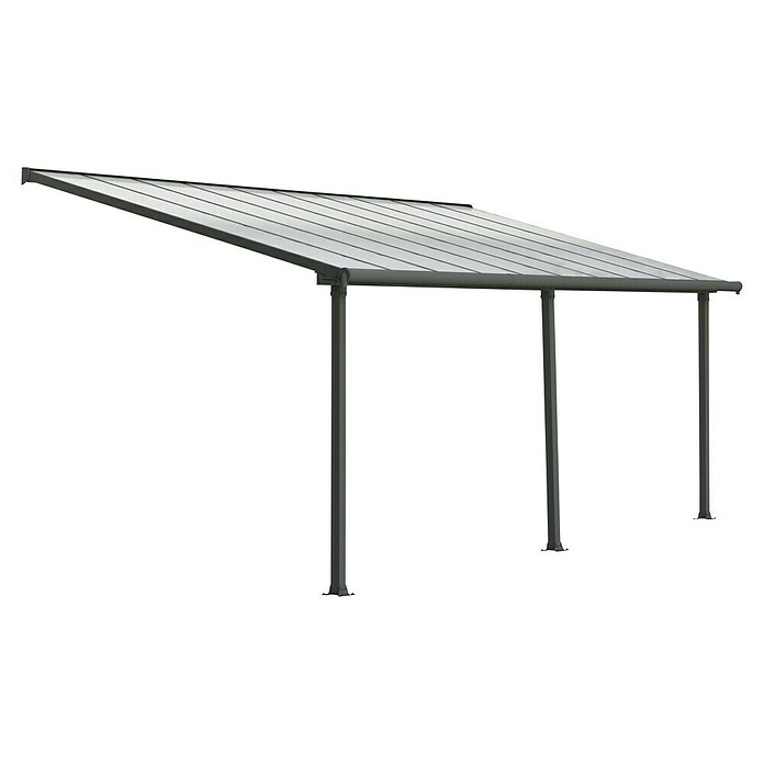 Palram Marquesina adosada (Profundidad: 3 m, An x Al: 6,1 x 2,1 m, Gris antracita)