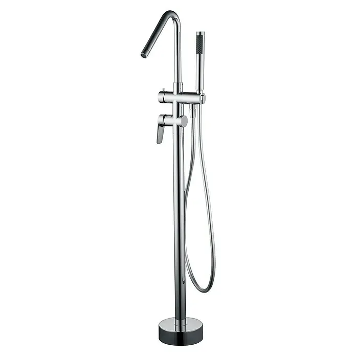 Imex Bélgica Grifo para bañera - Altura: 118 cm, Cromo, Brillante - Grifo de bañera exento cromado con teleducha, ideal para baños modernos por su diseño elegante.