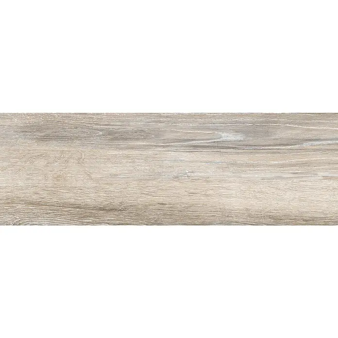 Pavimento cerámico Atelier - 19 x 57 cm, Taupe, Mate - Textura de madera en tonos claros con un patrón de grano claro. Su aspecto natural la hace ideal para diseños de interiores modernos.