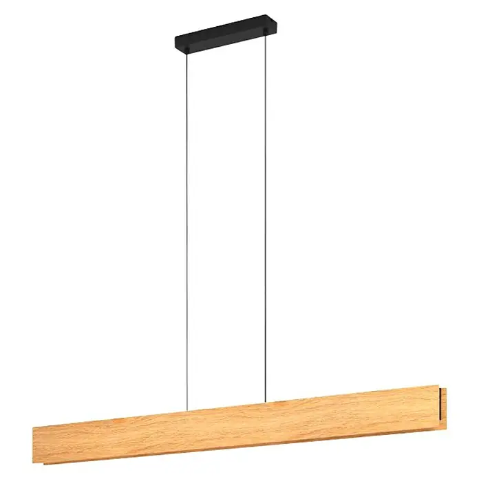 Eglo LED-Pendelleuchte Anchorena-Z - L x B x H: 1.230 x 55 x 1.100 mm, Kaltweiß, 2.700 K - 6.500 K, Dimmbar - Moderne Holz-Hängeleuchte mit schlankem Design und LED-Beleuchtung für ein warmes, einladendes Licht in jedem Raum.