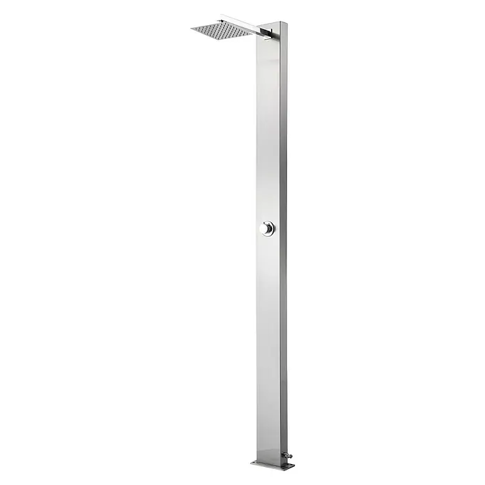 GardWell Pooldusche Motion - Höhe: 210 cm, Edelstahl, Silber - Freistehende Edelstahl-Dusche mit quadratischem Duschkopf und Armatur. Elegant für den Außenbereich.