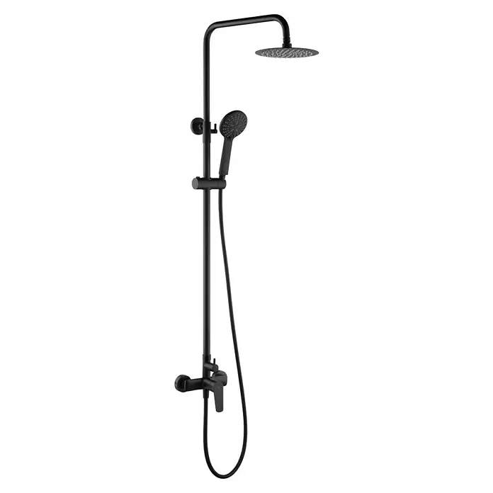 Camargue Tevere Sistema de ducha - Grifo monomando, Negro - Columna de ducha negra con rociador y ducha de mano para una experiencia de ducha moderna. Elegante adición a cualquier baño.