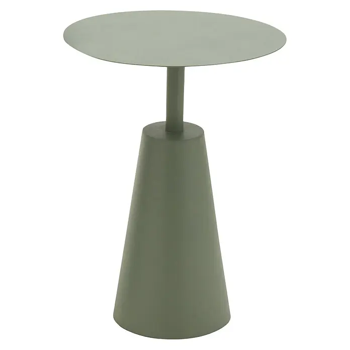 Beistelltisch Style - Ø x H: 39 x 51 cm, Grün, Metall - Ein olivgrüner Beistelltisch mit runder Platte und konischem Fuß, ideal für moderne Wohnräume.