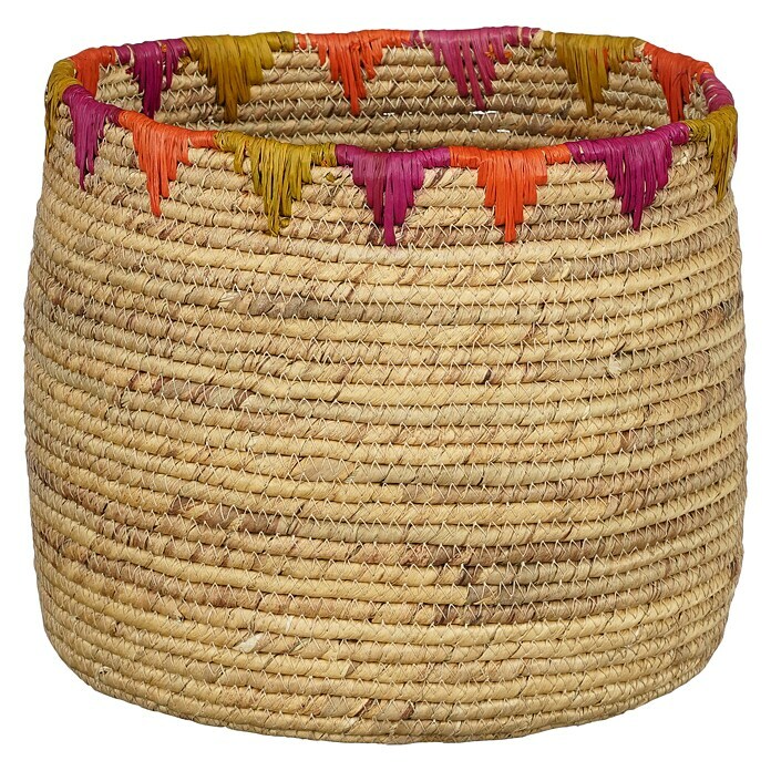 Cubremaceta redondo Finn (Dimensiones externas (Ø x Al): 24 x 21 cm, Natural/Rojo, Materiales naturales) | BAUHAUS